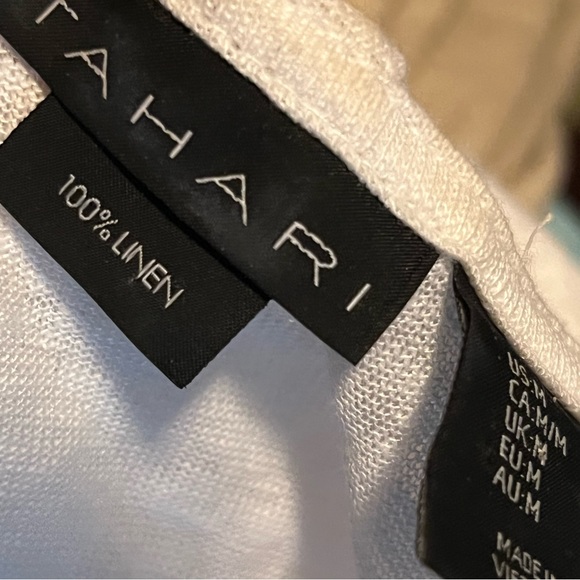 Tahari 100% Linen White Open Front Lightweight Cardigan with Hood M - Picture 5 of 5